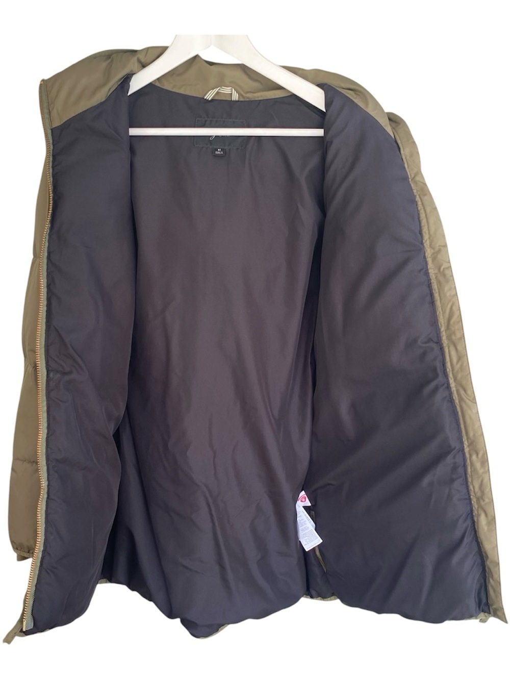 J.CREW Chateau Puffer Jacket Parka Hood Zip Pockets Olive Green Women Size M - Picture 6 of 11
